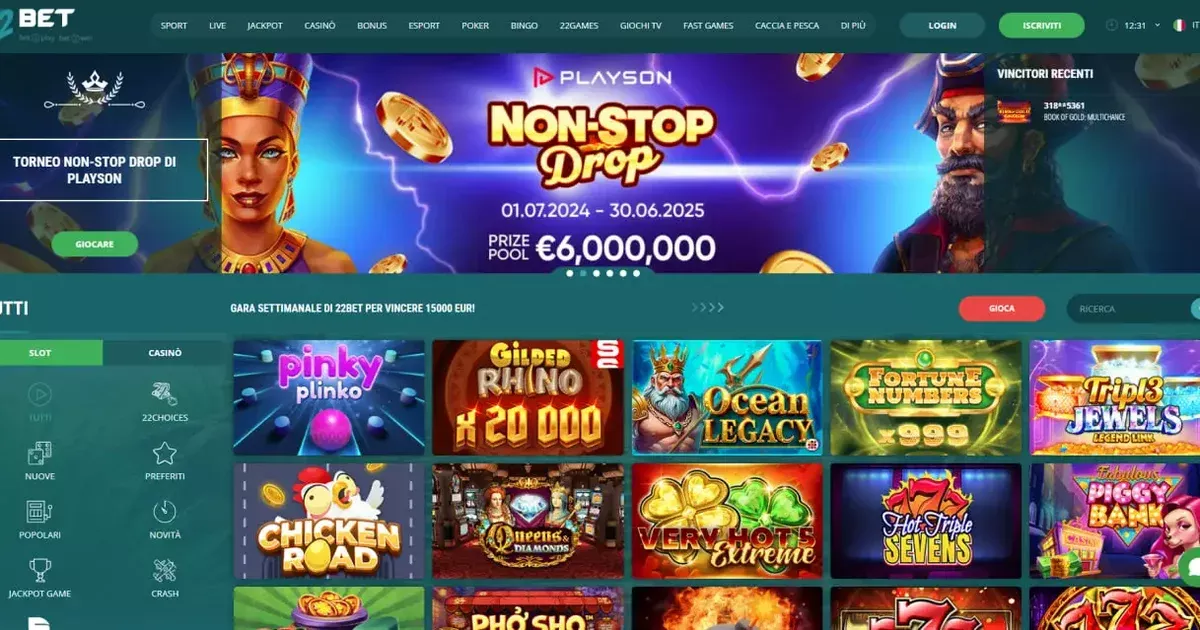 22bet bonus senza deposito TOC 2