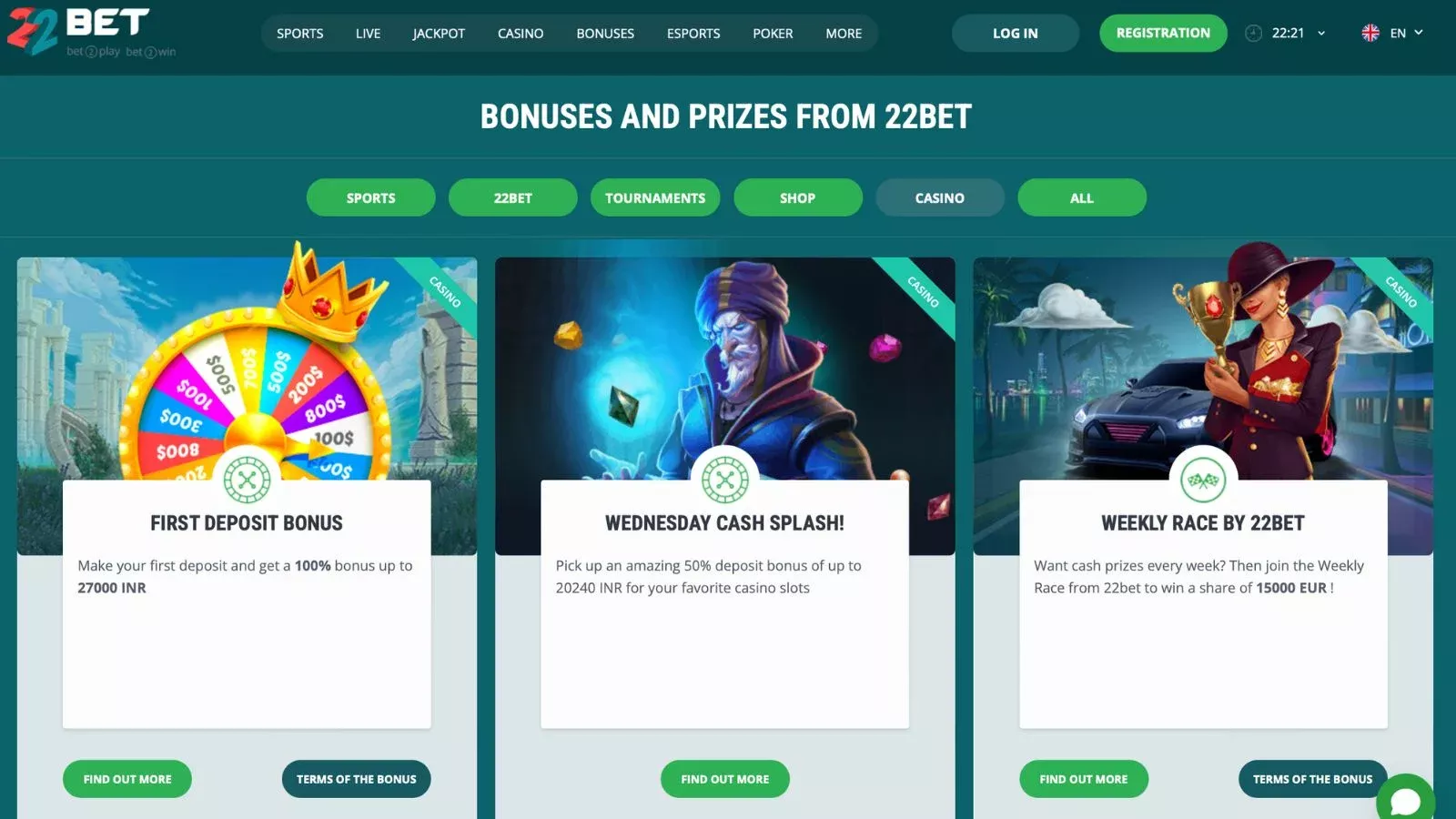 22bet klađenje TOC 8